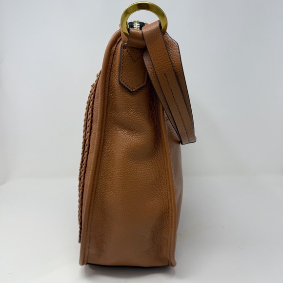 orYANY Brown Braided Leather Shoulder Bag – Gold Hardware, Boho Crossbody Style - Picture 7 of 16